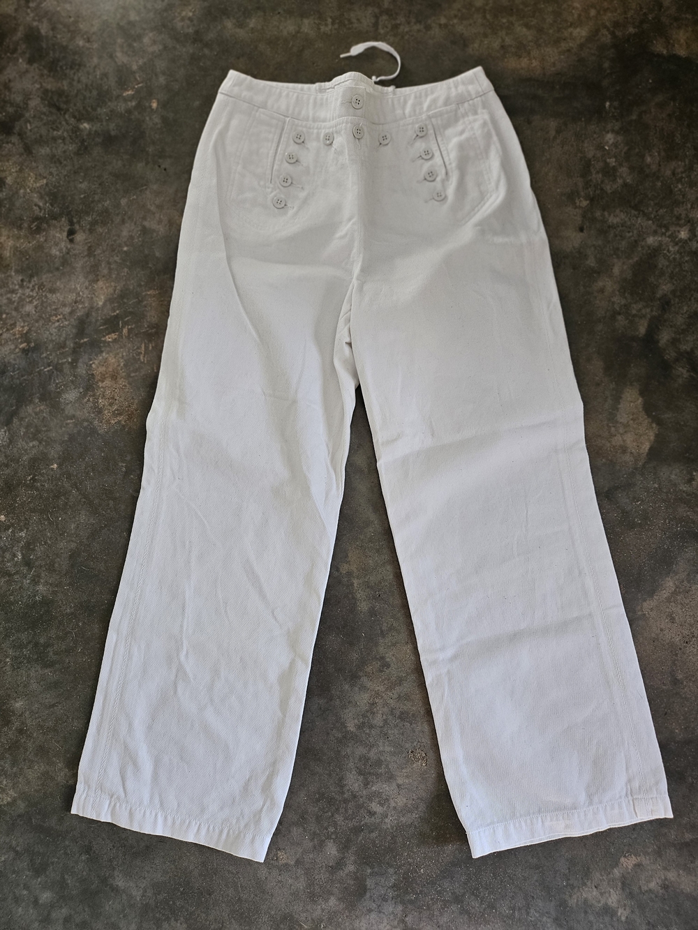 Lauren Jeans Ralph Lauren Denim Sailor Pants, Size 8P 100% White Cotton